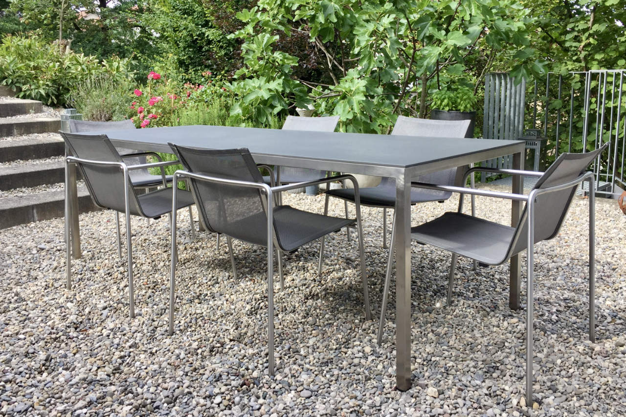 Eternit Gartentisch nach Mass Chromstahl Eternit